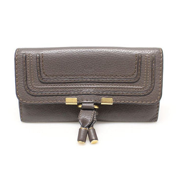 Chloe 3P0573 Brown Grained Calfskin Marcie Flap Wallet 152752498