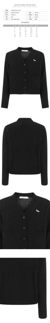 Maison Kitsune Fox Patch V-Neck Cardigan Black HW00503KT1006 P199 114555672 [P]