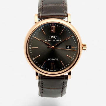 IWC Portofino 40 Rose Gold Slate Black Dial Automatic IW356511 Men's Gold Leather Watch 152781984