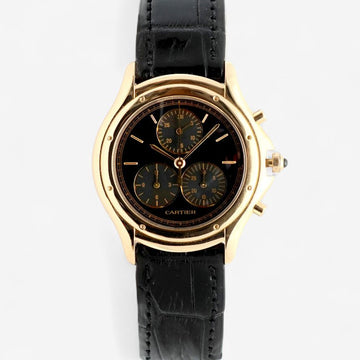 Cartier Cougar Chrono Gold 33 Large Black W3500851 Men's Unisex Vintage Watch 1990s 152782004