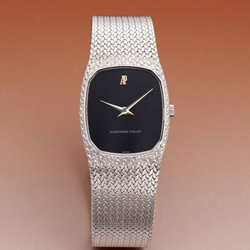 Audemars Piguet Vintage Men's Gold Watch Cobra 18K White Gold Black Dial Manual 1980s 152782075
