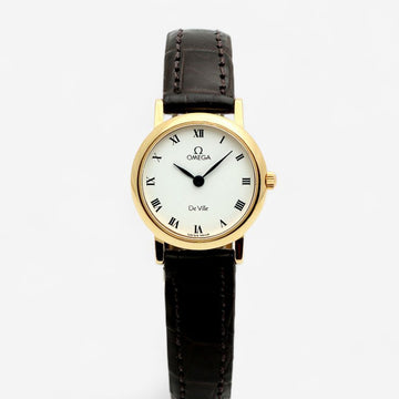 Omega De Ville Vintage Women's Gold Watch 23.5mm Small White Roman 595.1111 1993 152783359