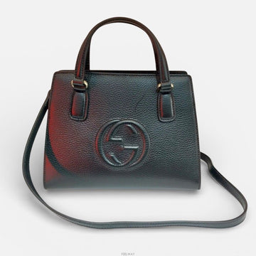 Gucci Small Leather Top Handle Tote Bag with Shoulder Bag 607722 152783437