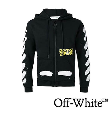 Off White OMBB005S17192023 1001 Men's Printed Hoodie Jacket Black 150959583