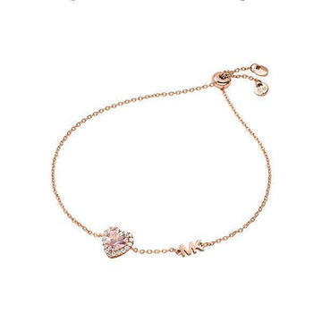 Michael Kors MK Logo Heart Pendant Silver Bracelet 144648529 [P]