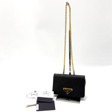 Prada Saffiano Triangle Logo Flap Chain Crossbody Bag 1BP006 152797696