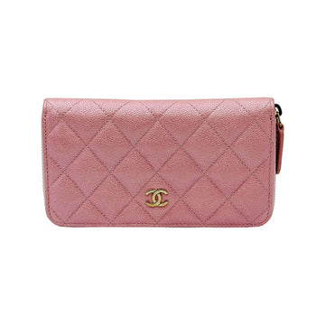 CHANEL ピンクキャビアクラシックジッパー中財布 (27番台) 152799681
