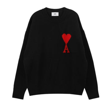 AMI Big Heart Embroidery Men's Crew Neck Knit 92923998