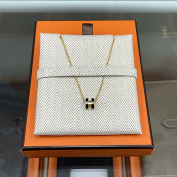 Hermes Mini Pop H Necklace Black Gold 141704247