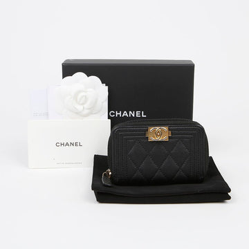 CHANEL Caviar Boy Zip Card Holder A80602 152539857