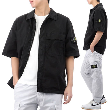 Stone Island 26SS Patch Zip-Up Short Sleeve Shirt Jacket 152832946
