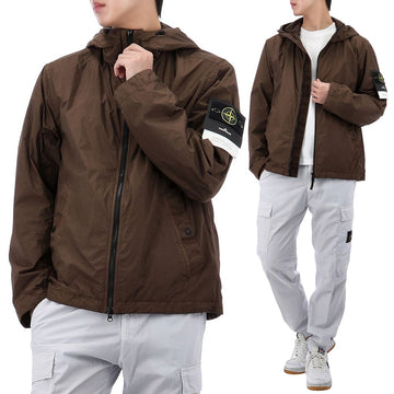 Stone Island Crinkled Hooded Zip-Up Jacket 152833204