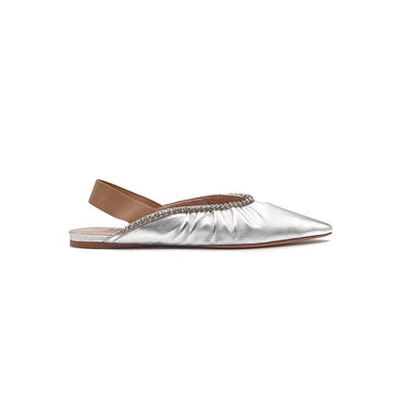 Miu Miu Silver Slingback Flat Shoes (5F919C) L800443 152837538
