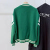 CELINE ジャクソン ウール テディ バーシティ ジャケット グリーン 46 152838421 [P]