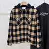 Celine Check Wool Hooded Overshirt Jacket Beige 50 149472477 [P]