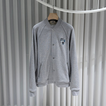 HERMES (S+/L) / ミニ レザー パッチ グレー ボンバージャケット 152840699