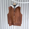 BRUNELLO CUCINELLI Leder Hoodie Weste Braun 152841449 [P]