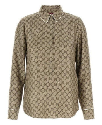 GUCCI Seiden-Twill-Hemd 25SS Free (Kamel) 813313 ZANRP 2237 151056995