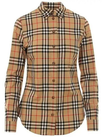 BURBERRY Vintage Check Stretch Baumwollhemd mit Knopfleiste 133027436