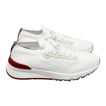 BRUNELLO CUCINELLI Cotton Knit Semi Polished Calfskin Sneaker Weiß (MZUPMBO252 CJ987) 152890358