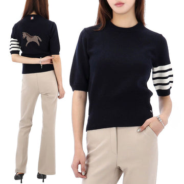Thom Browne Diagonal Horse Intarsia Short Sleeve Knit 152890375