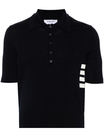 THOM BROWNE Relaxed-Fit Polo Shirt Blau MKP135A 415 152920206