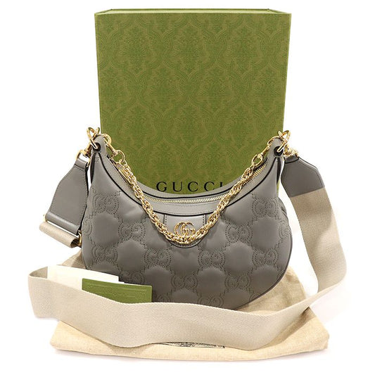 GUCCI グレー GG マトラッセ ダブル G スモール チェーン ホーボー 2WAY 739709 152922129