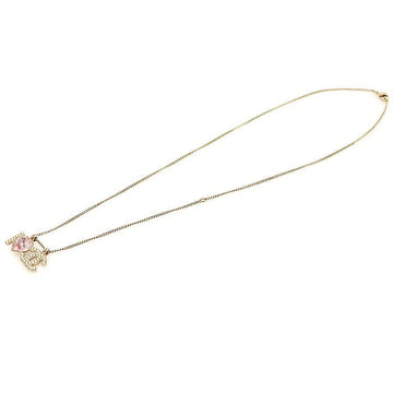CHANEL Goldfarbige Metall Pink Kristall Herz Perle I Love CC Halskette 152924111