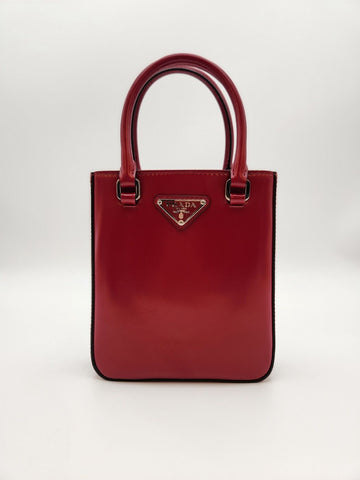 PRADA ブラシドトート&クロスバッグレッド(1BA331) 152930345