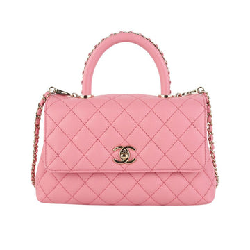 CHANEL Caviar Coco Handle Small Gold Pink Chip 36722 152976161