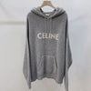 CELINE Ribbed Wollpullover mit Kapuze Grau 2XL 152977357 [P]