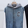 Celine Denim Teddy Hooded Varsity Jacket [L] 149308055 [P]