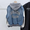 Celine Denim Teddy Hooded Varsity Jacket [L] 149308055 [P]