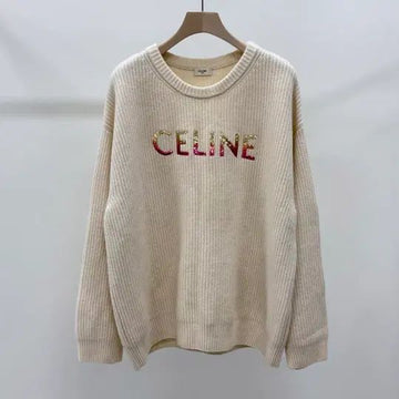 CELINE Ribbed Wool Knit Ivory 152978912