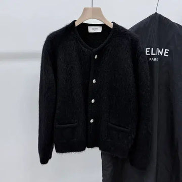 CELINE ブラッシュドモヘアカーディガン ブラック 152980558