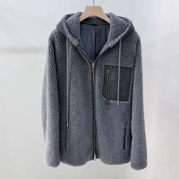 FENDI Shearling Fleece Hoodie Jacket Grau 152981482