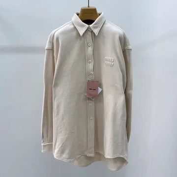 MIU MIU Oversized Baumwollhemd mit gesticktem Logo S 152983414
