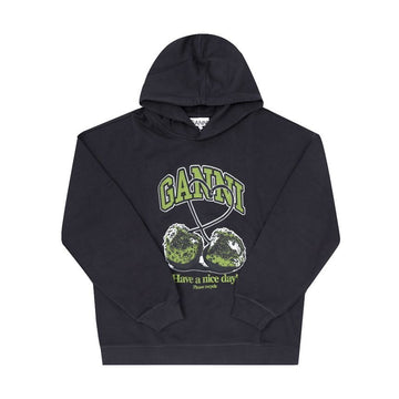 GANNI アイソリ グリーン チェリー ロゴ レディース フーディ 144591987