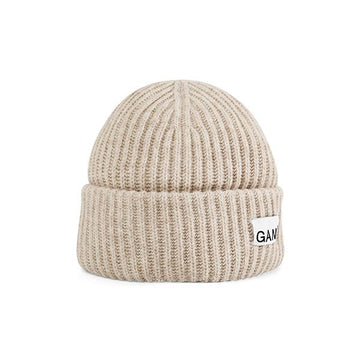 Ganni A4429 196 Logo Patch Structured Beanie 144593469