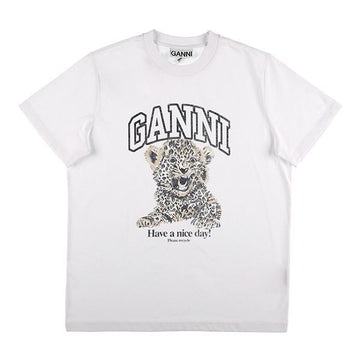 GANNI T4124 943 Leopardenlogo Damen T-Shirt 145239616