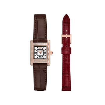 ARMANI [Original-Zertifiziert] Genni Perlmutt Quadrat Zusatzriemen Set Damenuhr 152888664