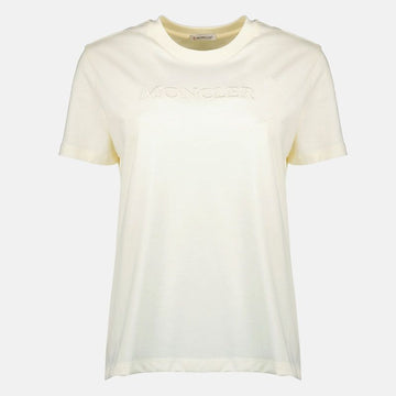 Moncler Embroidered Tonal Logo T-Shirt Ivory 8C00021 89AUO 037 152888552