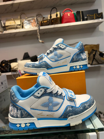 Louis Vuitton Trainer Monogram Velcro Sneakers Blue 153014164