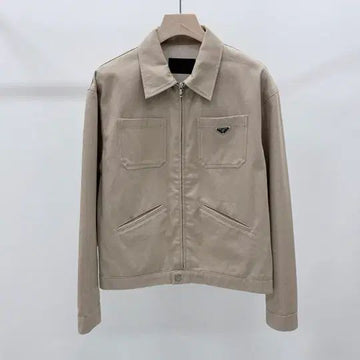 PRADA Dreiecks-Logo Denim Bomberjacke Beige GEB255-14PF 149913595