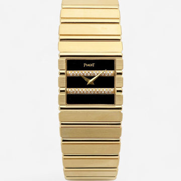 PIAGET スクエアジャumbo 第1世代ポロ 7131 オニキス オリジナルダイヤ メンズ ユニセックス 18K ゴールド 時計 1990年代 153077959