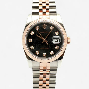 Rolex Datejust 36 Jubilee Motif Black Rose Gold Combo Men's Watch Original Diamond 2007 153081117