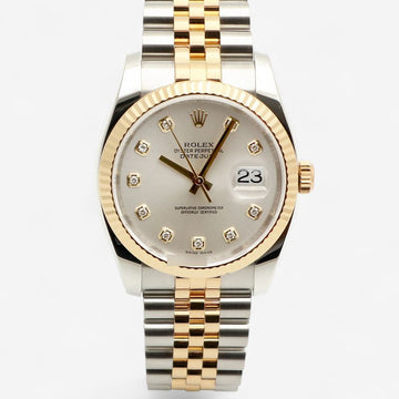 Rolex Datejust 36 Silver Dial Original Diamond Men's Combo Watch 2007 model 153081122