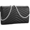Saint Laurent Monogram Chain Shoulder Bag Silver Black 377828 BOW02 1000 150397008 [P]