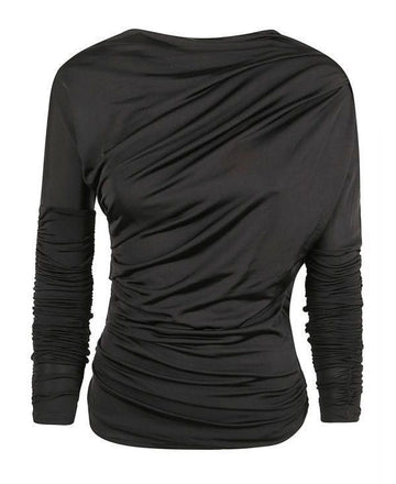 Ganni Black Ruched Top T4393 099 152204401