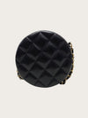CHANEL Black Lambskin Gold Chain Round Running Crossbody Bag 153096993 [P]